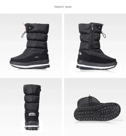 Platform Snow Boots Female Plus Size 42 White Women Boots Winter Shoes Warm Plush Mid-calf Boots Waterproof Rubber Non-slip