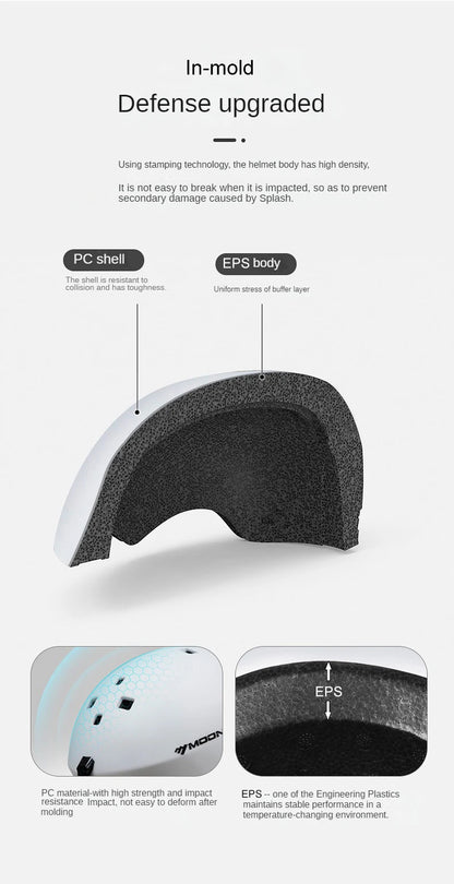 Motorcycle Helmet CE/ASTM Certified One-Piece PC+EPS Helmet with Goggles, Suitable for Skiing, Snowboarding, Outdoor Sports