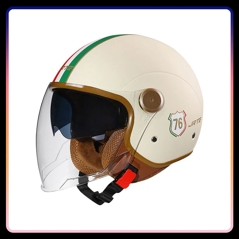 Daul Lens Open Face Motorcycle Helmets Retro Vintage Moto Jet Helmet Men Women DOT Unisex 3/4 Open Half Helm Cascos Para Motos