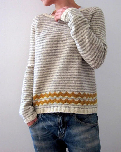 2025 Spring Knitted Women Sweater Print O-neck Long Sleeve Casual Loose Sweaters Female Winter Elegant Trendy Ladies Clothes
