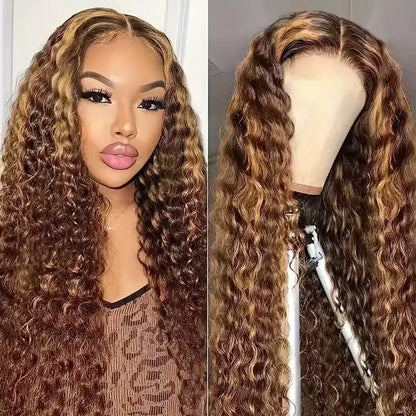 Multi-Color Long Curly 13x4 Lace Front High-Temperature Fiber Wig for Women Synthetic Hair Wig for African American Daily Party