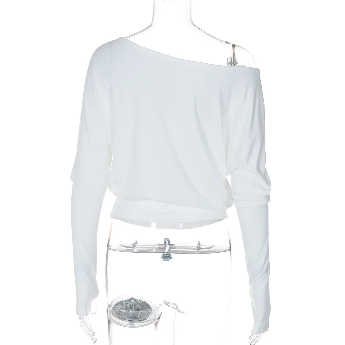 Sexy Elegant Long Sleeves Top Irregular One Shoulder Women Tops T Shirt Birthday Party Club Date Casual Office Clothes