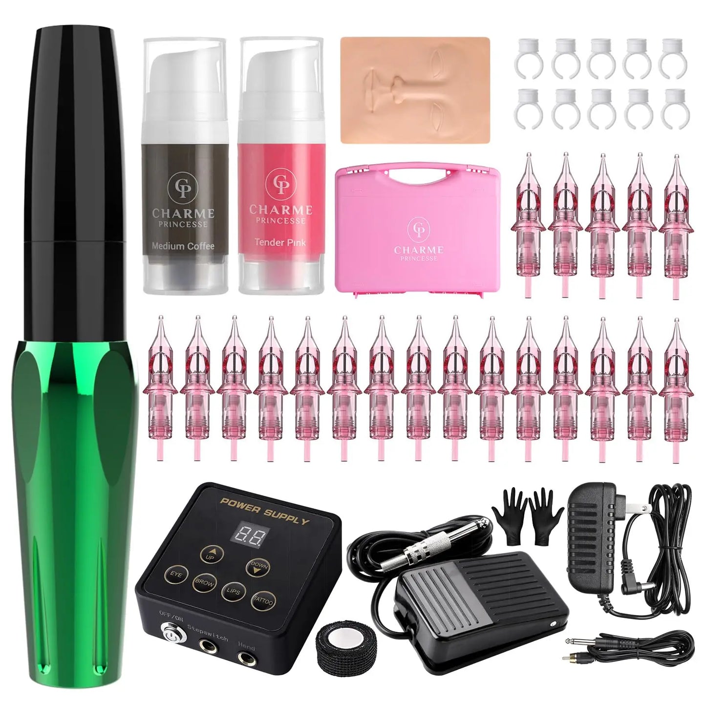 Wireless Tattoo Pen Kit LED Digital Display Wireless Machine Pen 1800mAh with Needles Permanent Makeup Body Kit Tattoo Supplies