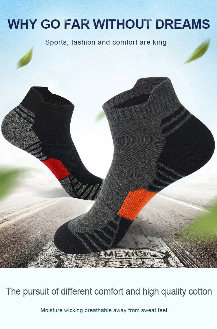 5 Pairs Men's Four Season Cotton Breathable Sports Socks Set Male Sport Ankle Socks Basketball Running Socks For Men
