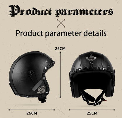 Retro motorcycle helmet, electric scooter 3/4 helmet, lightweight and breathable, suitable for all seasons