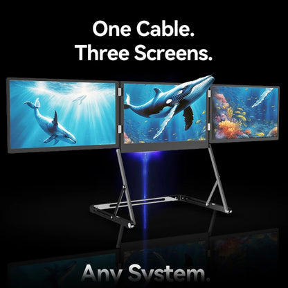 Sibolan 15.6 inch Three Screen Portable Monitor 60Hz 1080P 100% sRGB Metal Body HDMI USB-C Plug External Display For Win mac OS