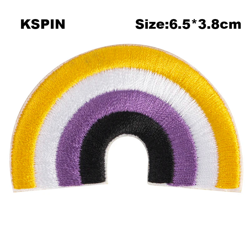 Nonbinary Bear Pride Asexual Gender Fluid Flag Transgender Pride Embroidery Patches Iron on Patch Saw on Patches