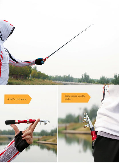 1.15m Portable Mini Telescopic Short Spinning Fishing Pole Pocket Travel Fishing Rod For Saltwater Freshwater Fishing Accessorie