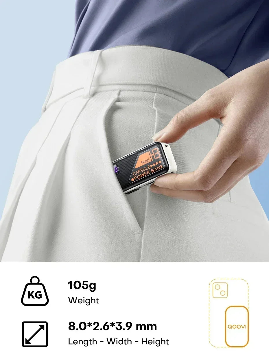 20000mAh Mini Power Bank PD20W Fast Charging Comes with Cable Digital Display PowerBank for IPhone13 14 15 16 Samsung and Xiaomi