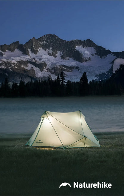 Naturehike Ultra Light Hiking Tent 2 Person Outdoor Camping Pyramid Tent 15D Nylon Waterproof Portable Backpacking Tent with Mat