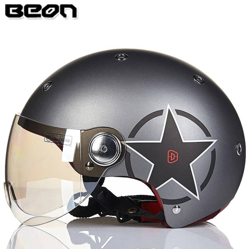 BEON Motorcycle Helmet for Adult and Child All Seasons Electric Vehicle Half Helmet Summer Sun Protection Helmet Motorcycle