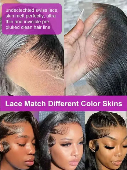 100% Human Hair Body Wave Lace Front Wig 300% Density 40 Inch Wigs 360 4x4 13x4 13x6 HD Lace Frontal Wig Brazilian Natural Black
