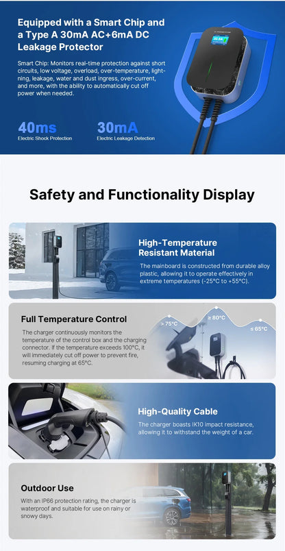 Mode 3 22KW 3 Phase EV Charger Level 2 Electric Vehicle Charging Station
