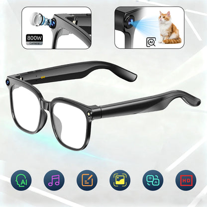 AI Smart Glasses 8MP Camera Video Recording ChatGPT Music Play Headphone Bluetooth Men Women Gifts Fashionable Glasses  2025