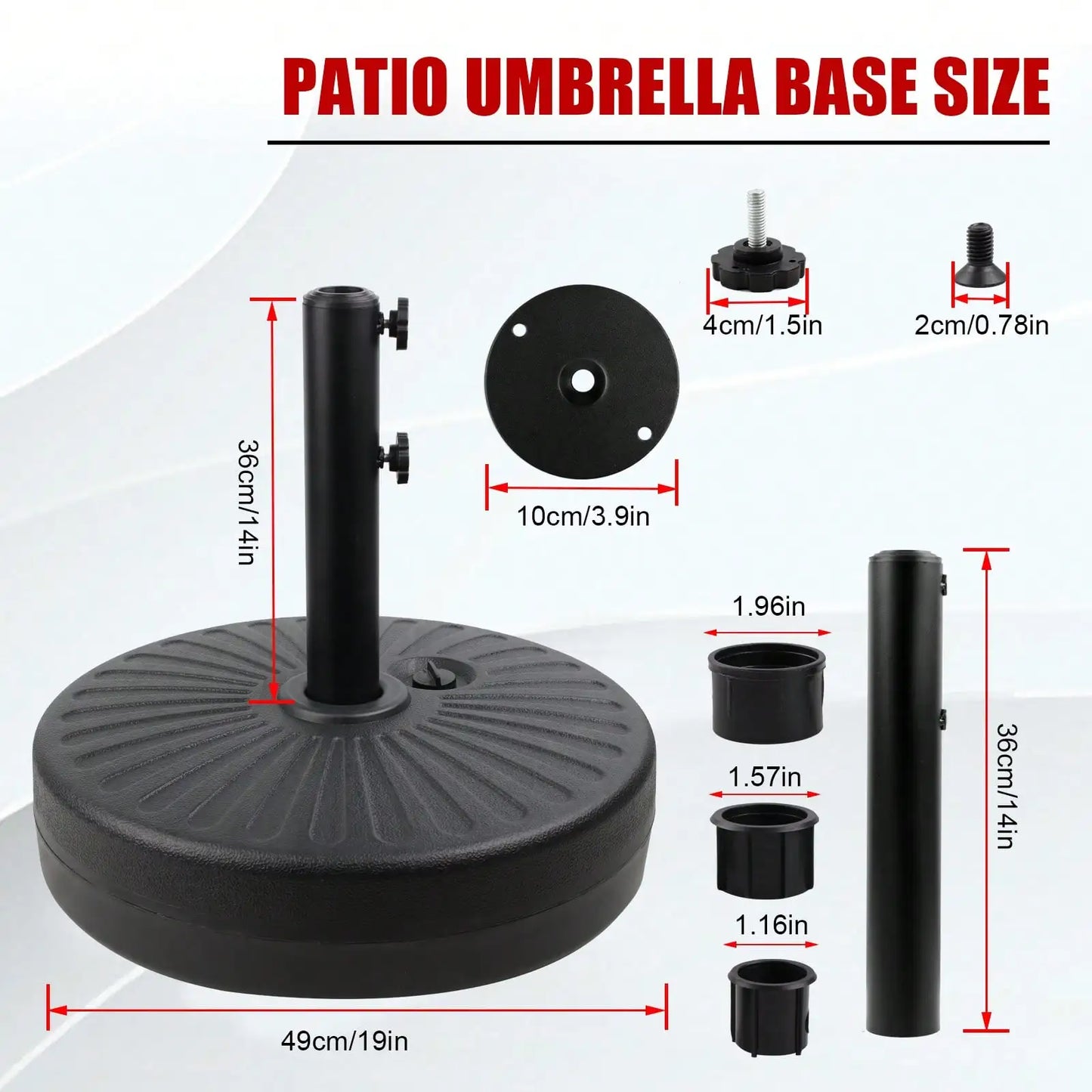 50LBS Round Umbrella Base Water Filled With Steel Umbrella Holder, Heavy Duty Fillable Umbrella Base Stand For Outdoor, Patio, L