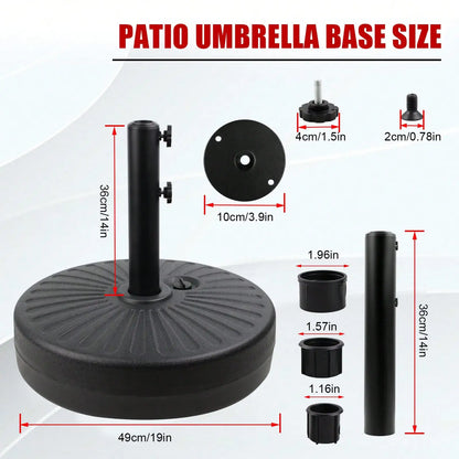 50LBS Round Umbrella Base Water Filled With Steel Umbrella Holder, Heavy Duty Fillable Umbrella Base Stand For Outdoor, Patio, L