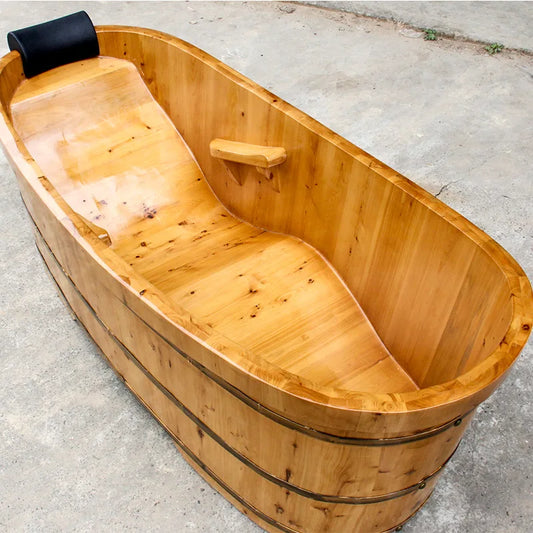 Lying bath bucket wooden tub  tub adult household bucket sweat sauna fumigation solid wood