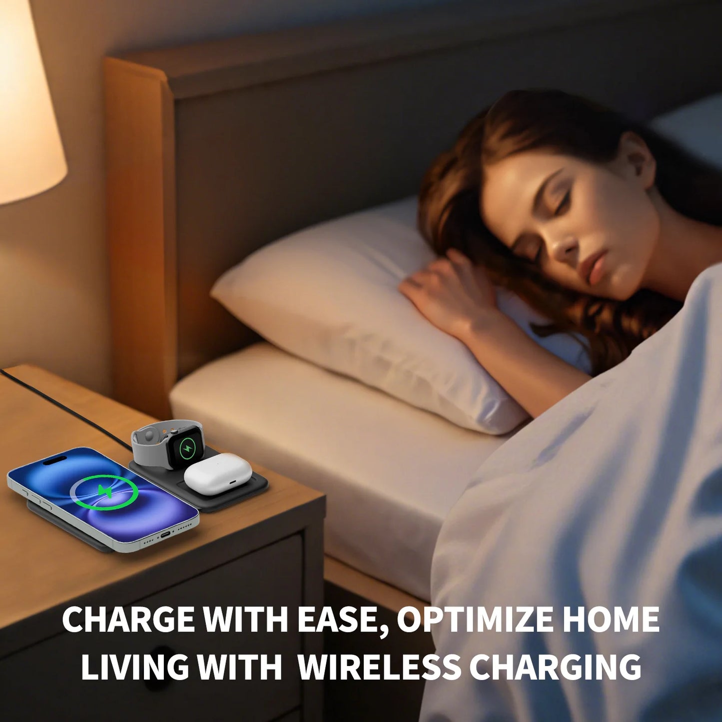 15W Magnetic 3 in 1 Wireless Charger Station Foldable Fast Charging  Type-C For iPhone 17 16 15 14 Xiaomi SAMSUNG iWatch AirPods