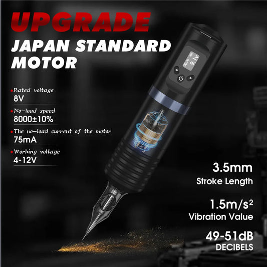 Portable Tattoo Machine Kit With 1600mAh Lithium Battery Power Digital LED Display Power Wireless Tattoo Machine Pen Set