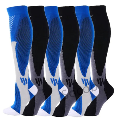 3/6/7 Pairs Compression Socks Women Medical Edema Running Socks Men Knee Length Cycling Socks  Football Basketball Outdoor trave