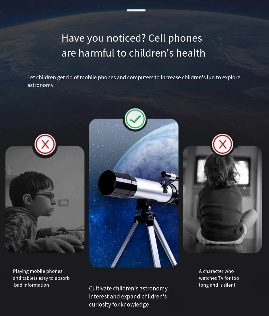 Professional Astronomical Telescope Zoom HD High-Power Tripod Space Star View Moon Binoculars Children Students Teaching Aids