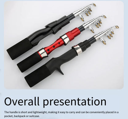 1.15m Portable Mini Telescopic Short Spinning Fishing Pole Pocket Travel Fishing Rod For Saltwater Freshwater Fishing Accessorie