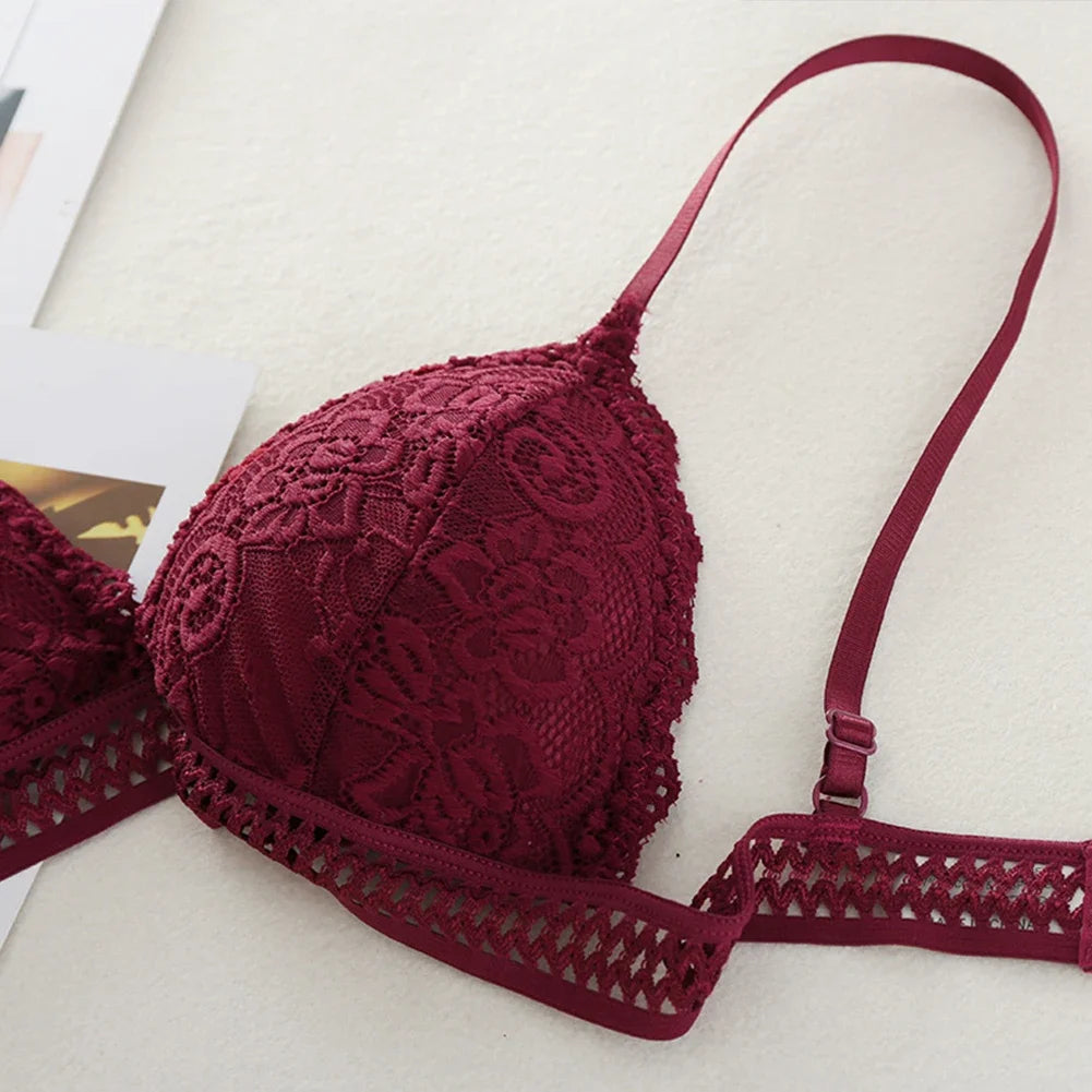 New Lace Sexy Lingerie Wireless Bra for Women Padded Push Up Bralette Female Brassiere Soft Backless Fashion Bras Underwear