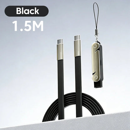2-IN-1 Type-C Cable Foldable Mobile Phone Holder 240W Fast Charging Data Cable USB C TO USB C Phone Charge Bracket Dual PD cable