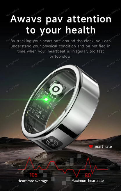 Display Screen Smart Ring Bluetooth Connection Heart Rate Sleep Monitoring Multi-function Ring Multiple Sports Modes Waterproof