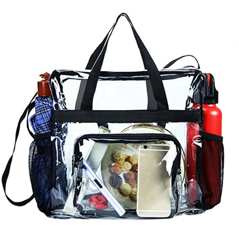 Portable PVC Transparent Shoulder Crossbody Bag Tote Satchel Handbag for Women Lady Large Capacity Clear Bag Shopping Handbag
