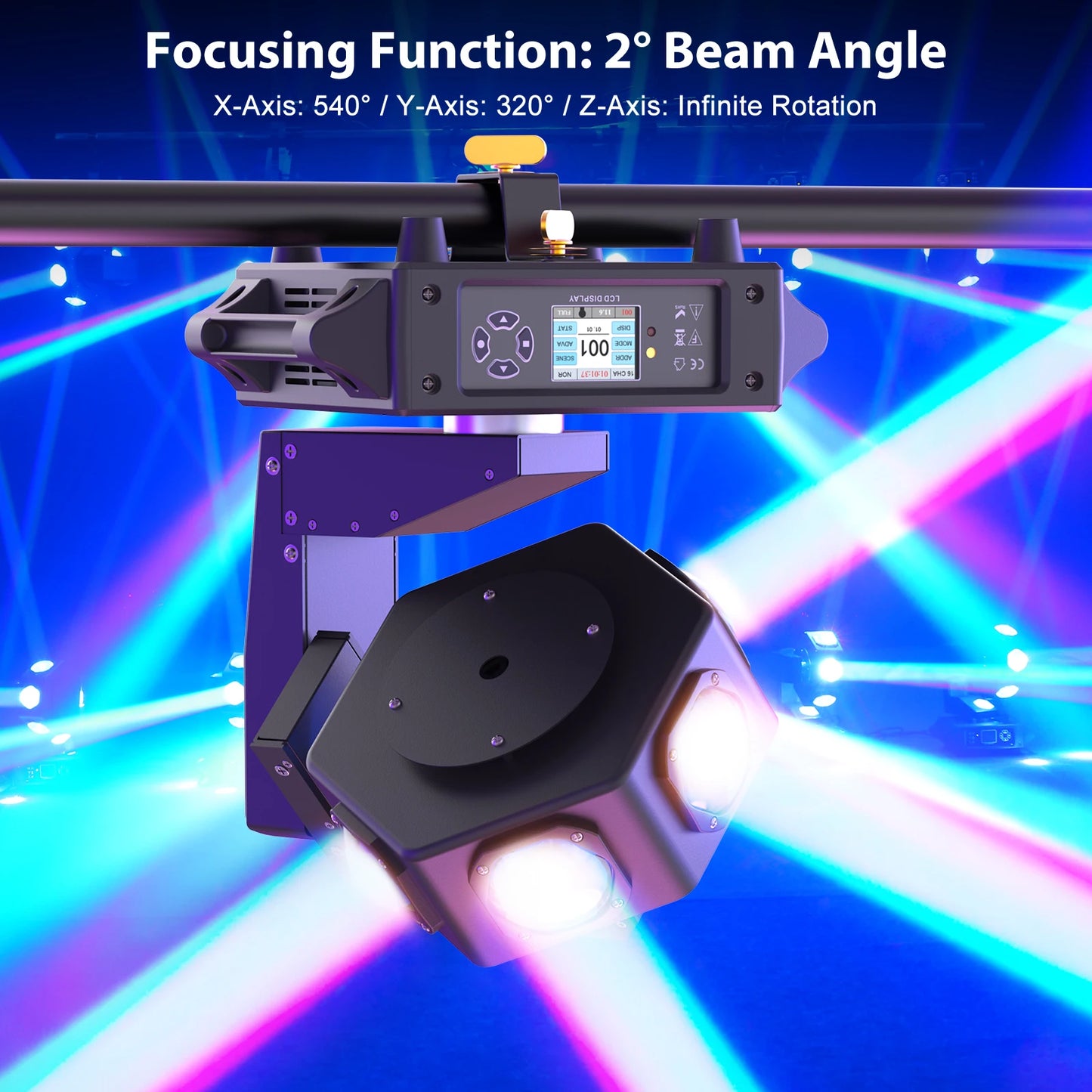 Yiflamefly 240W Beam Moving Head Lights 6LEDs RGBW 360° Rotating DJ Light DMX512 Stage Lights For Disco Wedding Party Live Show