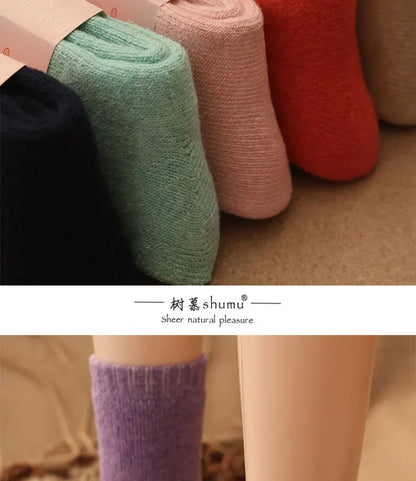 5 Pairs Winter Super Thicker Warm Socks Wool Women Socks New Solid Merino Wool Socks Against Cold Snow Men Terry Sock Size 36-42