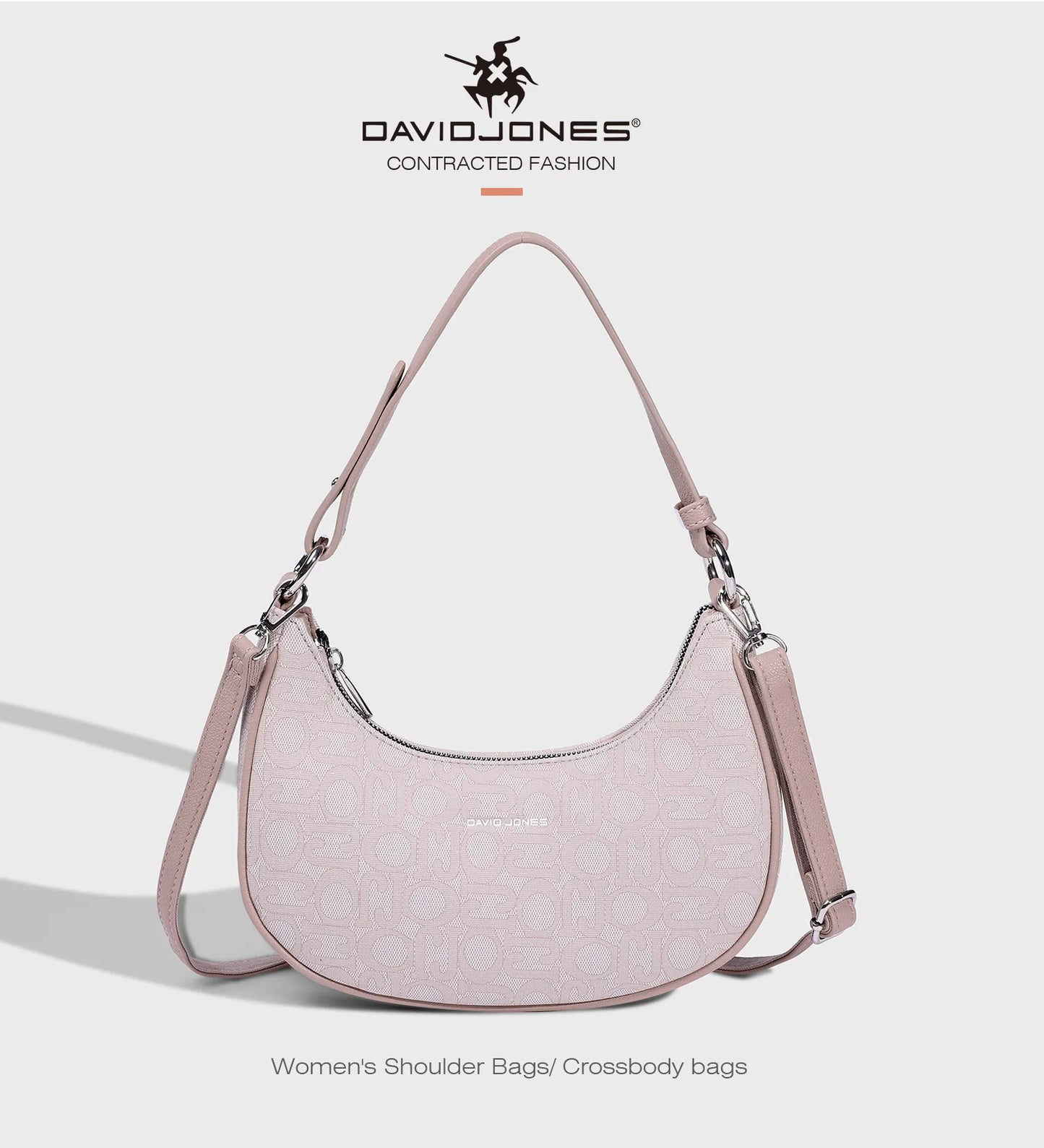 David Jones Multifunctional Women's Leather Underarm Bag Autumn Summer Trendy Crescent Bag Fashion Luxury Vintage Shoulder Bag