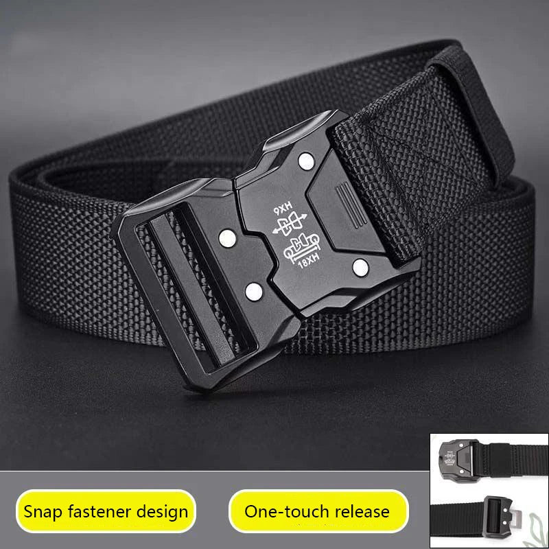 Genuine Tactical Belt Black Quick Release Outdoor Men's Belt Buckle Quick Release Elastic Belt Sport Nylon Braided Belts for Men