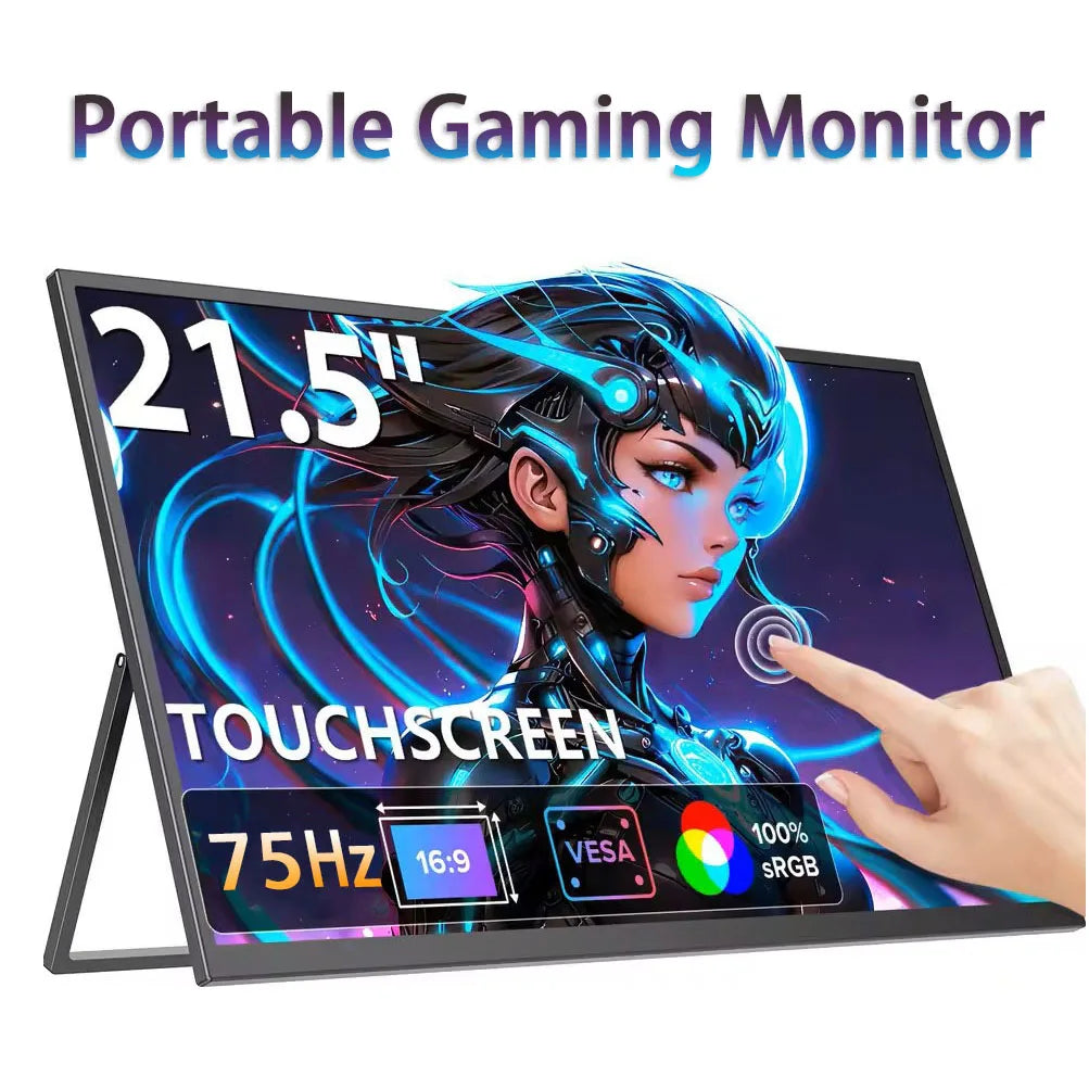 AHXJKA 24.5"Portable Gaming Monitor 2560x1440 HDR Large Display 178°Adjustable Stand Travel Second Screen For Laptop PS5 Switch