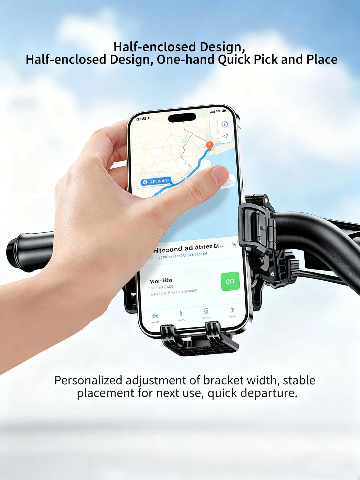 Motorcycle Riding Shock-Absorbing Phone Holder Adjustable Anti-Theft Quick Release Navigation Bracket with Mountain/Road Bicycle