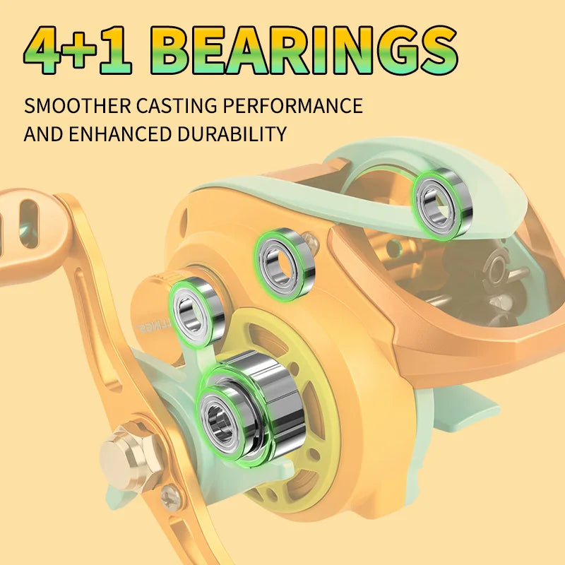 BILLINGS Baitcaster Reel,Ultralight Baitcasting Fishing Reel,7.2:1 Gear Ratio,Metal Spool,Max Darg 6KG,for Freshwater Saltwater