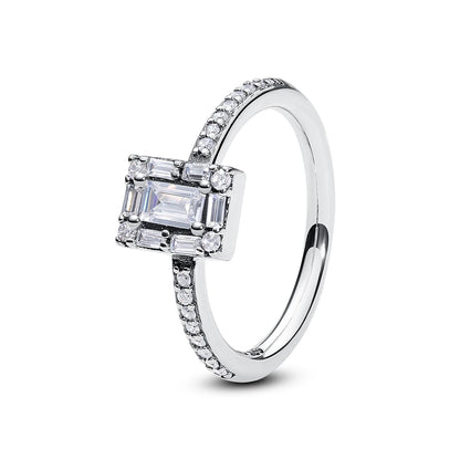 Original 925 Sterling Silver Ring Love Heart Pave CZ Crystal Stackable Rings For Women Wedding Engagement Birthday Gift Jewelry