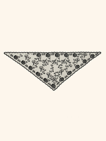 Wholesale French Lace Triangle Scarf Embroidered Flower Lace Scarf Small Shawl Crochet Head Scarf Headwraps Bandana For Women