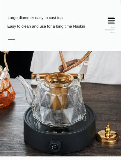 Glass Beam Pot Flower Tea Pot Health Pot Heat Resistant Glass Teapot With Strainer Infuser Teapot to Boil Water Kettle Gaiwan