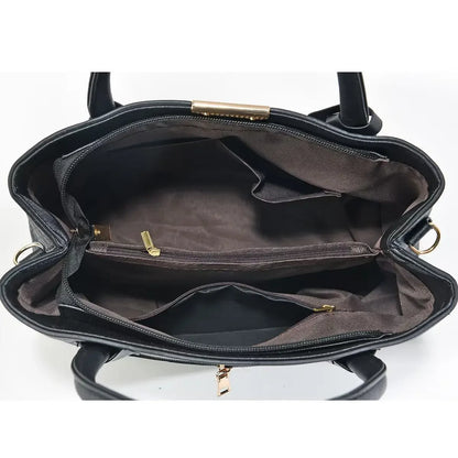 Simple Women's PU Leather Shoulder Bag Large Capacity Handbag Wire Tag Hanging Bag Square Shape Soft Handbags with Zipper