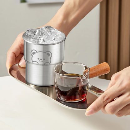 WORTHBUY 300ML Cute Little Bear Water Mug 304 Stainless Steel Coffee Cup With Wooden Anti Scald Pad Office Workers Tumbler