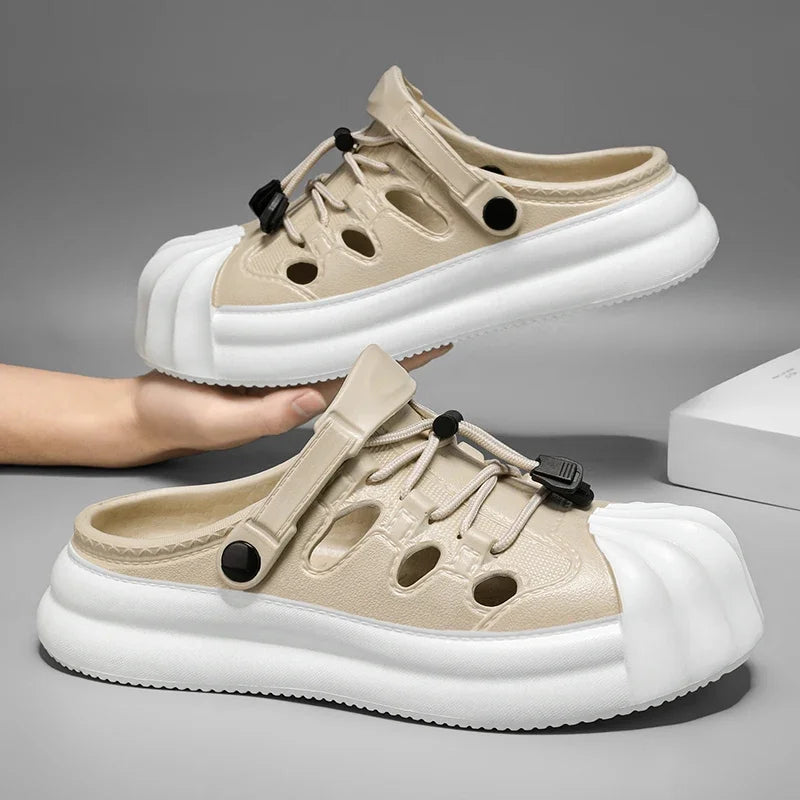 Fashion Men Sandals Summer Half Slippers Outdoor Women Beach Shoes Couple Walking Sneakers Comfortable Breathable Casual Shoes