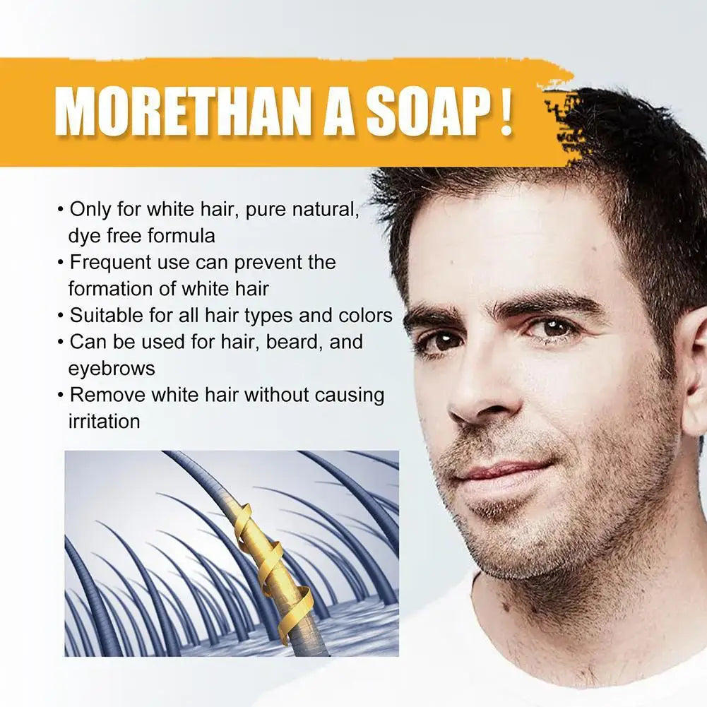 Hair Darkening Shampoo Bar Soap Anti Dandruff Deep Beautiful Black Cleansing Nourishment Hair Improve Gray White Men