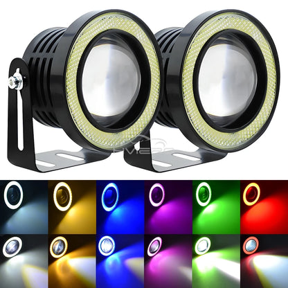 2Pcs Auto 30W Car Driving DRL Fog Lights COB Angel Eye 64/76/89mm Ambient Lamps Waterproof Daytime Running Bulb Headlight DC 12V