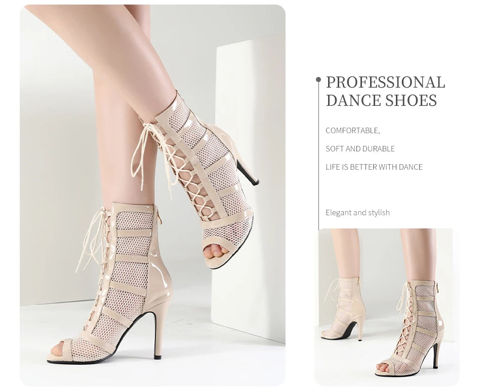 DKZSYIM Dance Boots Latin Women Ballroom Dance Shoes Ladies Girls Soft Soles Tango/Salsa Dance Shoes Sexy Thin Heel 7cm-11cm