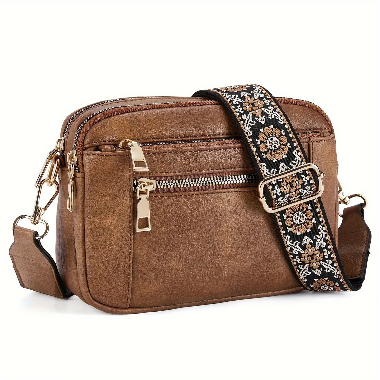 casual Shoulder Bags Women Zipper Stylish PU Texture black white brown Crossbody Bag for women 2025
