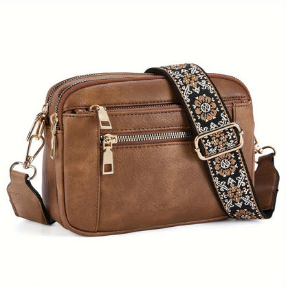 casual Shoulder Bags Women Zipper Stylish PU Texture black white brown Crossbody Bag for women 2025