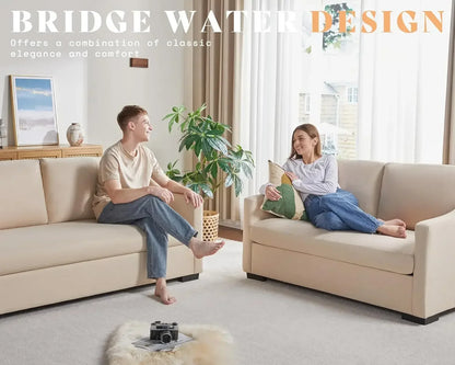 [New Arrival, Discounted Price!]Couch,Comfy Sofa Couch with Slope Armrests, 2 Piece Set Extra Deep Seat Sofa for Living Room, Ap