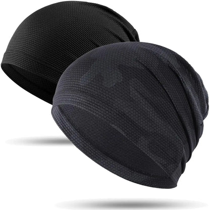 2PCS Quick-drying Running Caps Summer Breathable Cool Sports Hats Outdoor Cycling Hiking Baseball Skullies Stretchy Beanies Hat